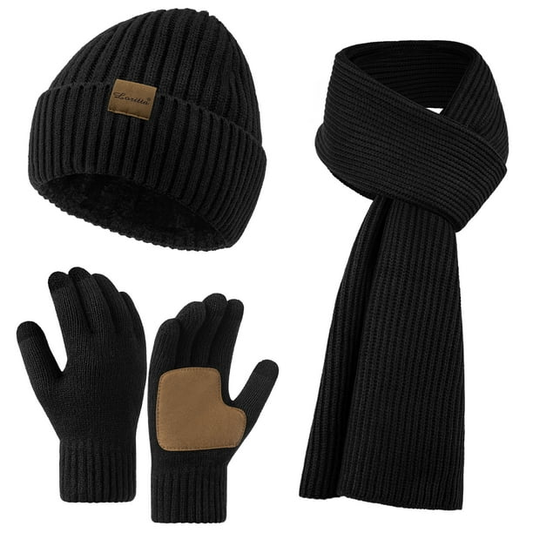 Loritta Winter Hats Scarf for Men with Touchscreen Gloves Warm Men's Scarves and Beanie Hat Thermal Gloves Set