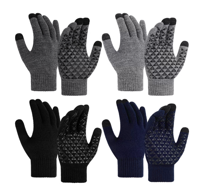 Loritta 4 Pair Winter Cycling Touch Screen Gloves Bike Elastic Cuff Gloves Warm Knit Women for Outdoor