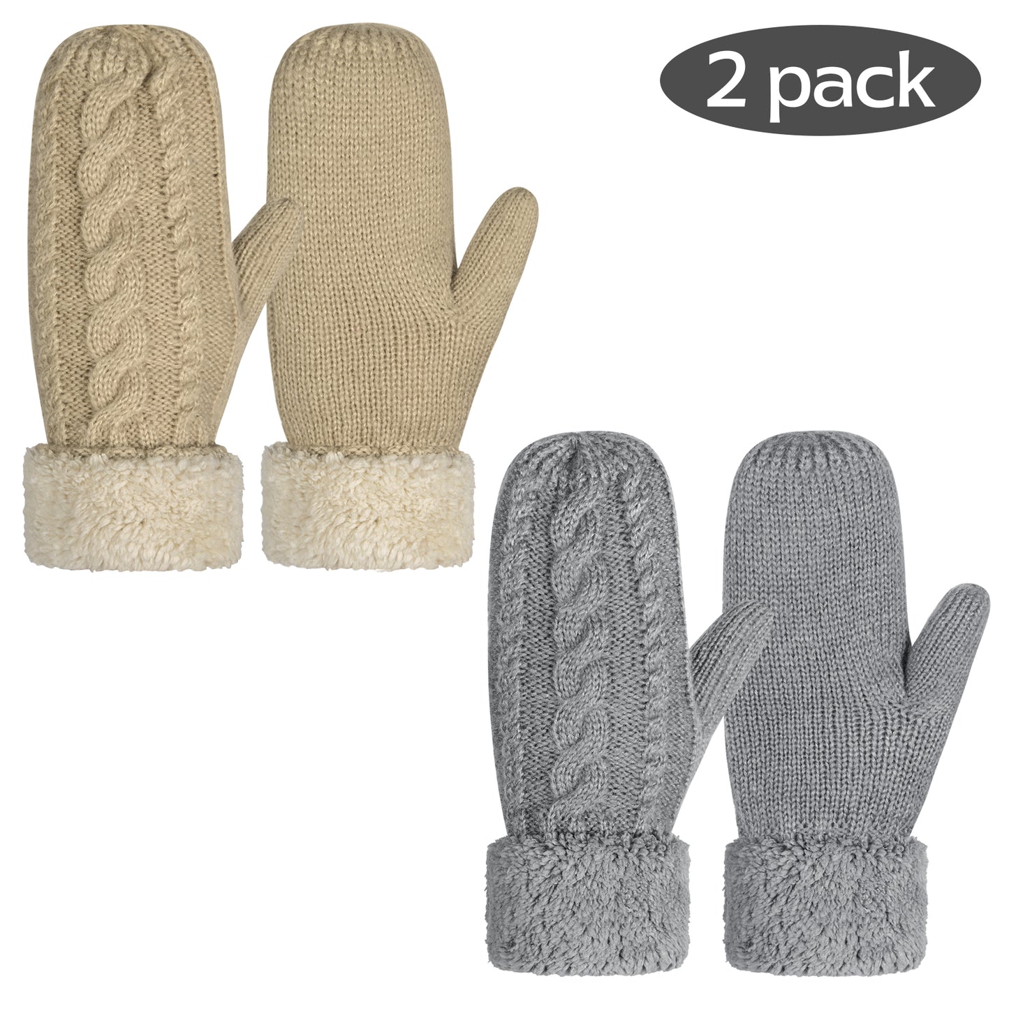 Loritta Winter Gloves Warm Wool Knit Flip Fingerless Gloves Mittens for Women Gifts