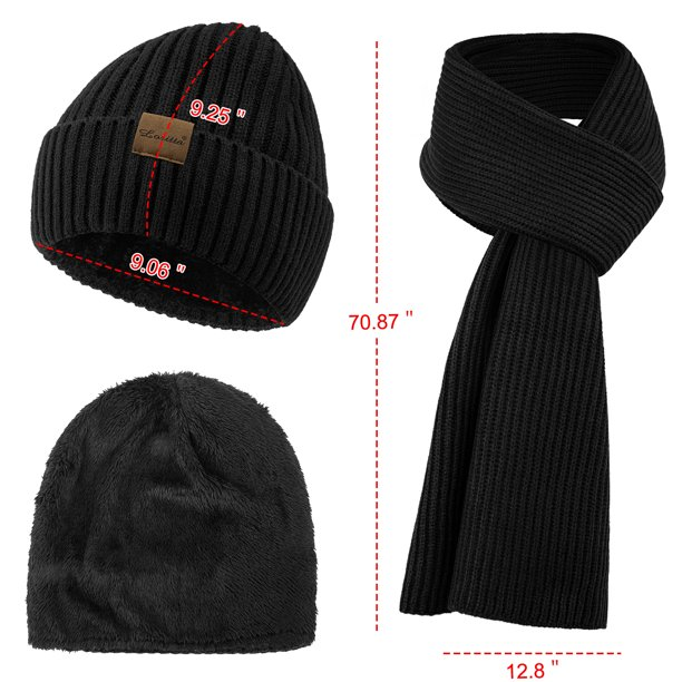 Loritta Winter Hats Scarf for Men with Touchscreen Gloves Warm Men's Scarves and Beanie Hat Thermal Gloves Set