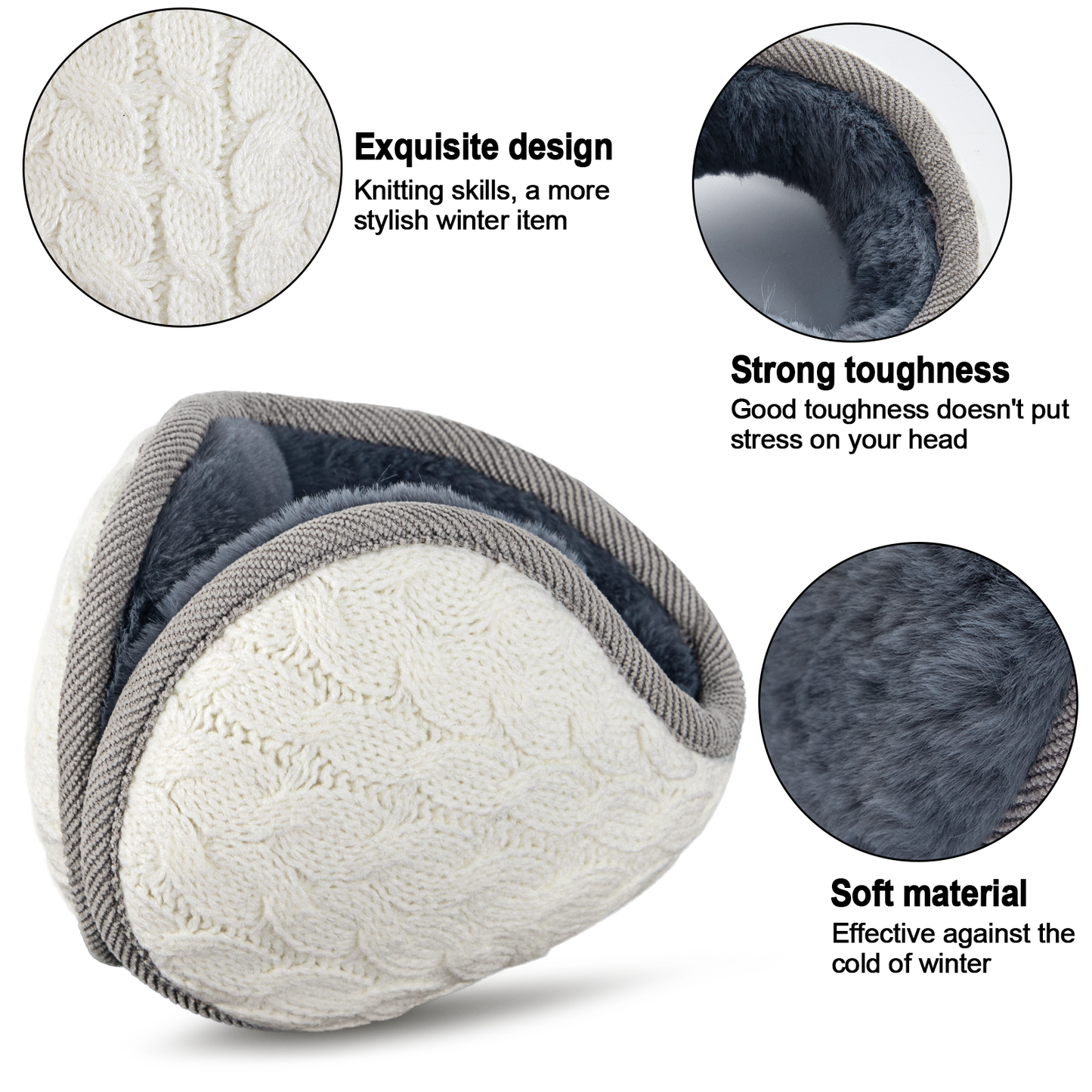 Loritta 2 Pack Black and Gray Earmuffs for Women Men Foldable Lightweight Ear Muffs for Winter