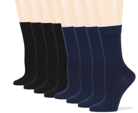 Loritta 8 Pairs Crew Socks Solid Casual Cotton Socks Athletic Dress Socks