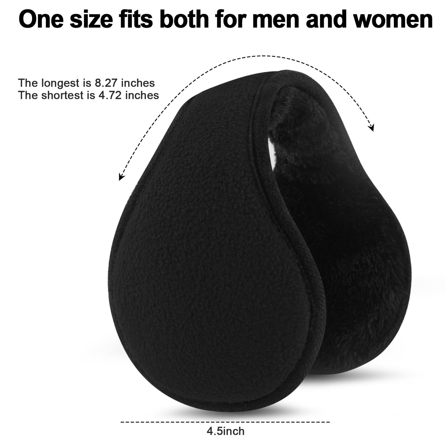 Loritta 2 Pack Black and Gray Earmuffs for Women Men Foldable Lightweight Ear Muffs for Winter