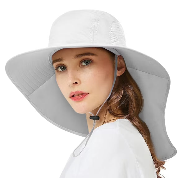 Loritta Sun Hat for Men and Women,Waterproof Nylon UPF 50+ Sun Protection Wide Brim Hat with Large Neck Flap Hiking Fishing Hats