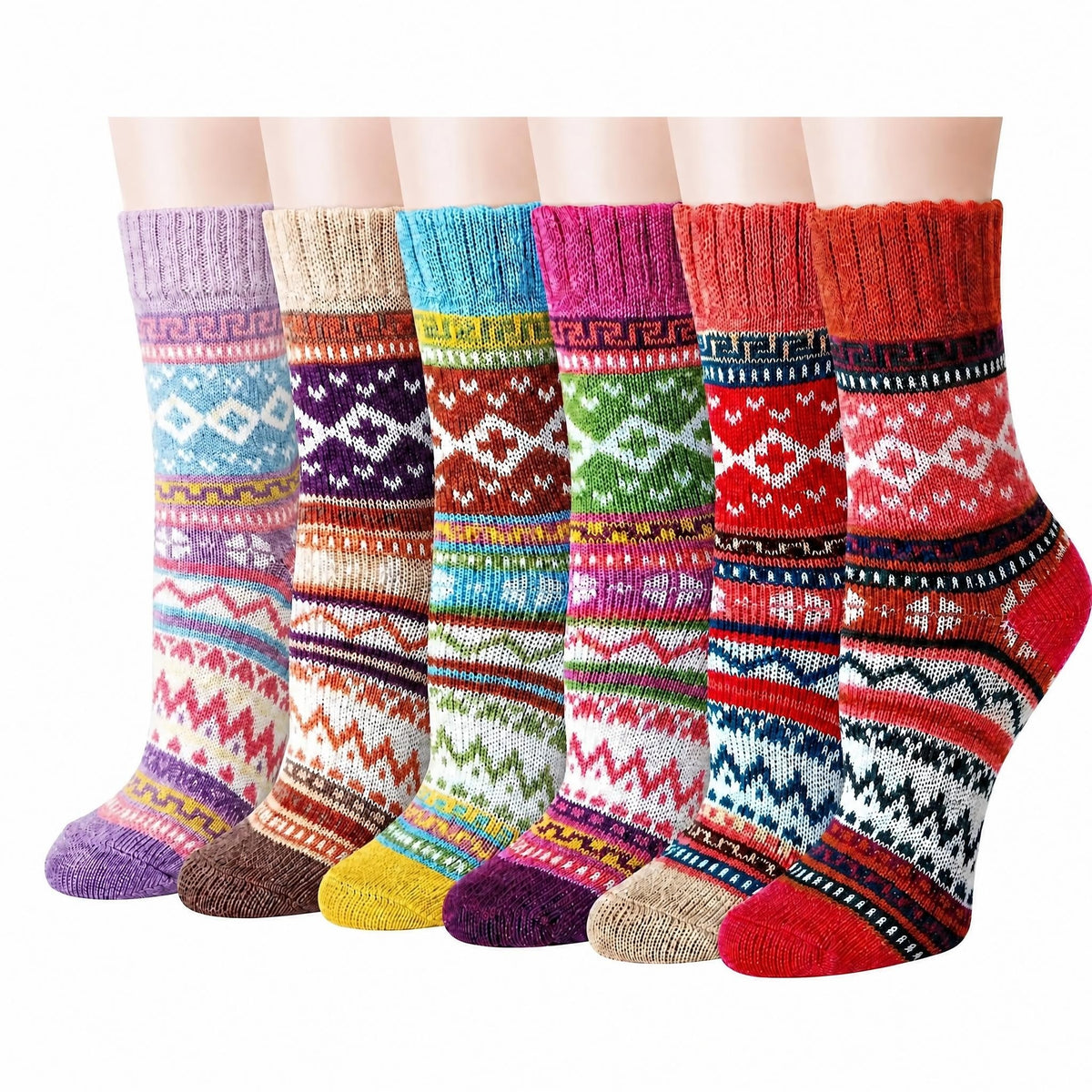 Loritta 5 Pairs Winter Socks for Women,Thick Knit Thermal Crew Wool Women Socks Gifts for Women