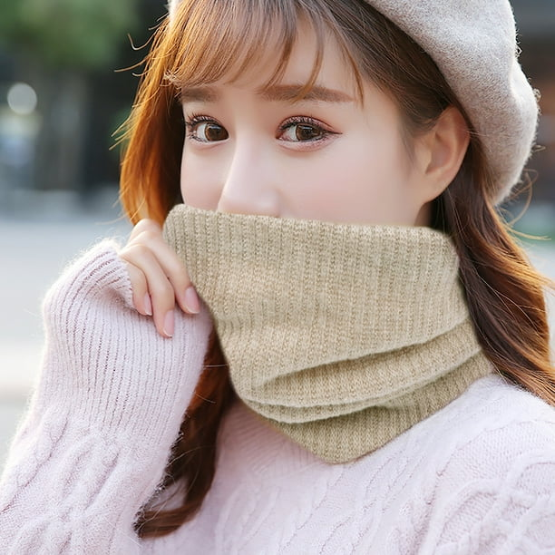 Loritta 2 Pacs Scarf Winter Double Neck Warm Knit Wool Lining Scarf