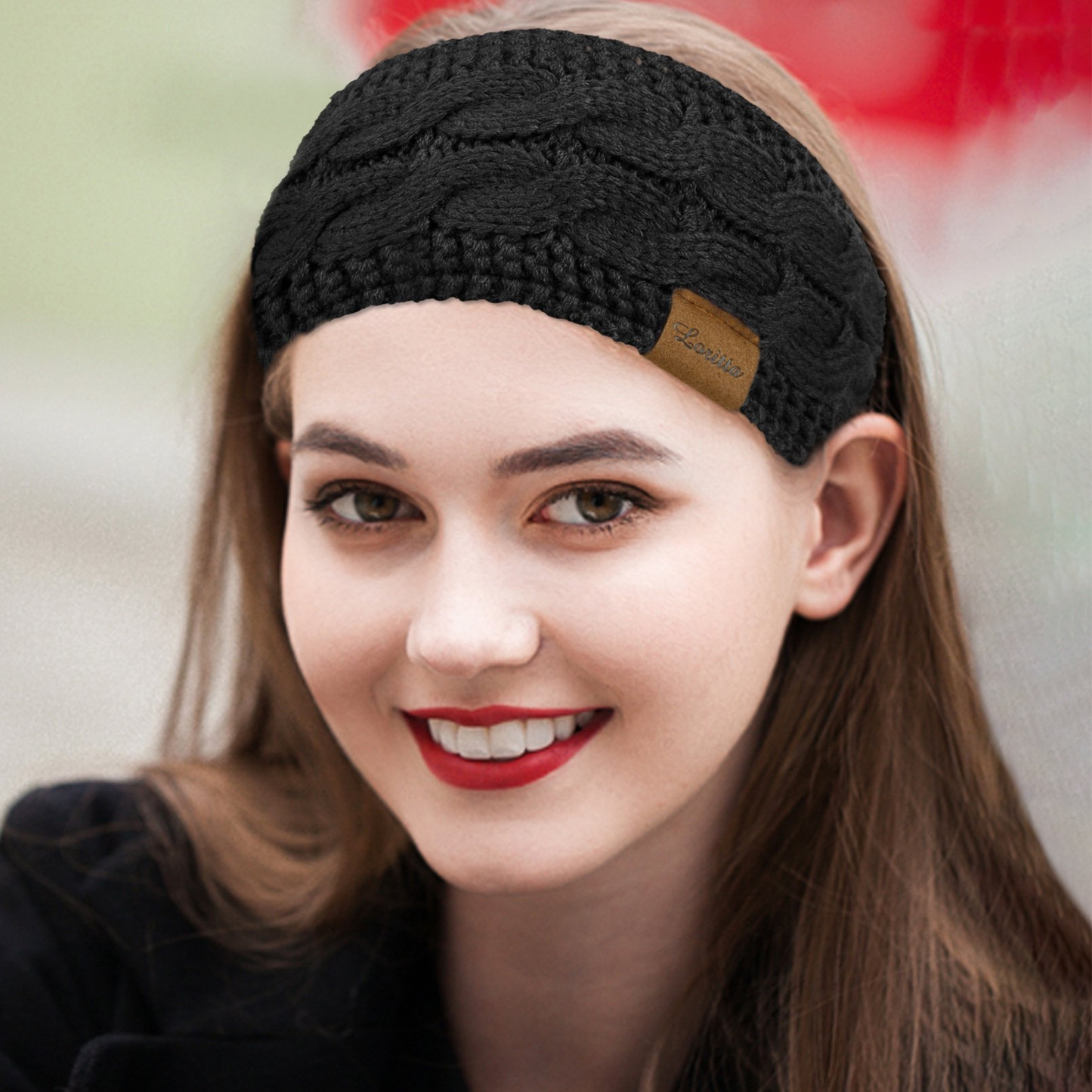 Loritta Comfy 2 Pack Womens Headbands Winter Warm Fashion Ear Warmers, Black and Beige