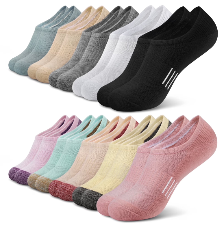 Loritta Womens No Show Socks Athletic Ankle Socks Cushioned Running Low Cut 10 Pairs, Size 6-8