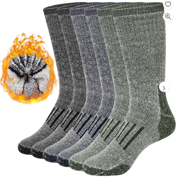 Loritta 3 Pairs 80% Merino Wool Hiking Socks for Men Women Warm Boot Thermal Hiking Cushion Crew Socks Size 9-12