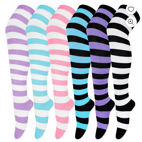 Loritta 6 Pairs Womens Thigh High Socks, over the Knee High Socks, Style E
