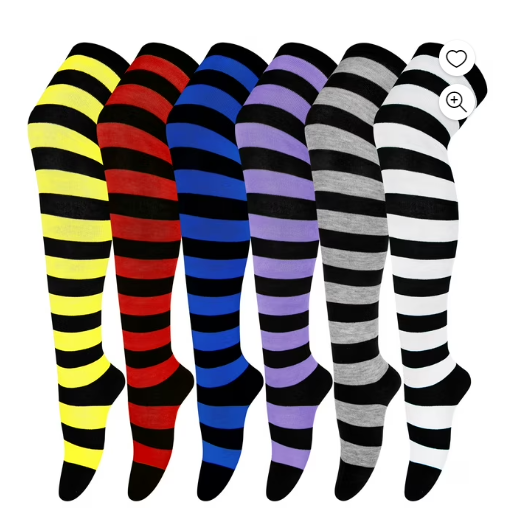 Loritta 6 Pairs Womens Thigh High Socks, over the Knee High Socks, Style F