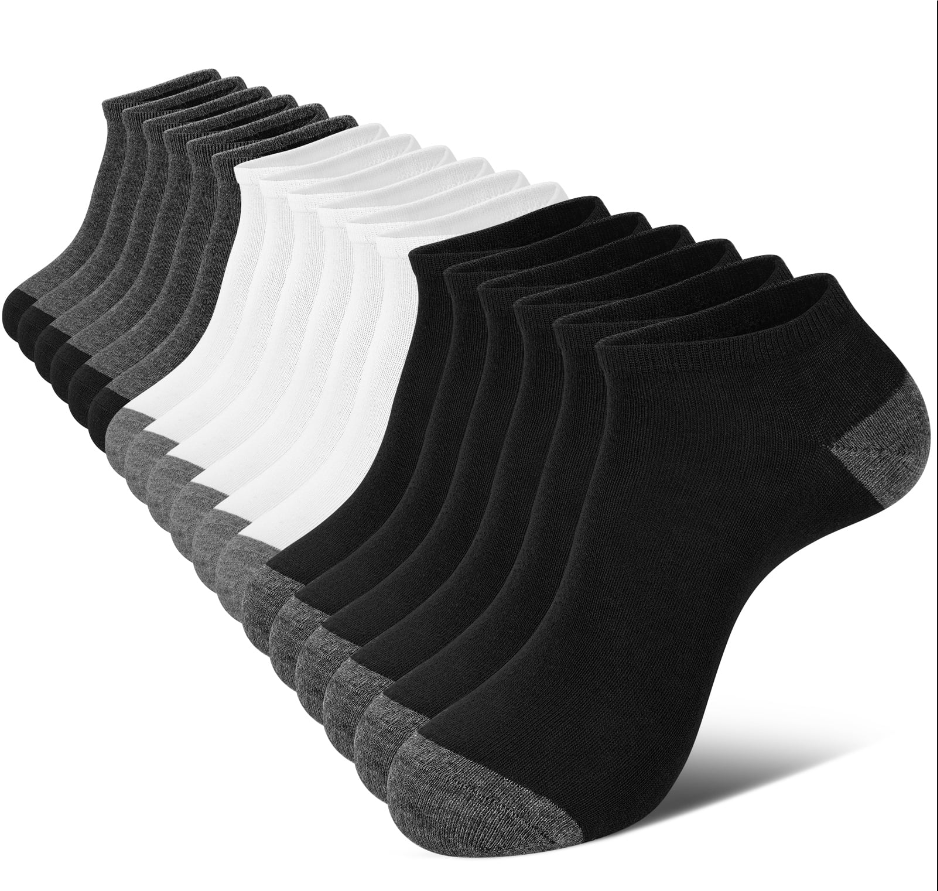 Loritta 18 Pairs Mens Ankle Socks Size 6-12, Low Cut Men's Socks Value Pack Breathable Black