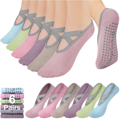 Loritta Non Slip Socks for Women Pilates Socks with Grippers for Workout, Ballet, Hospital 6 Packs Loritta Non Slip Socks for Women Pilates Socks with Grippers for Workout, Ballet, Hospital 6 Packs
