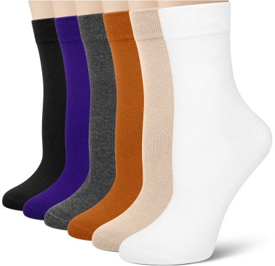 Loritta 6 Pairs Crew Socks for Women Soft Cotton Dress Socks Athletic Casual Calf Socks, Size 5-9