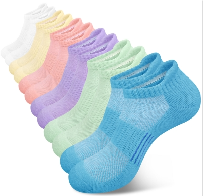 Loritta Womens Ankle Socks, Athletic Running Socks Cushioned Colored Socks 6 Pairs, Size 6-8