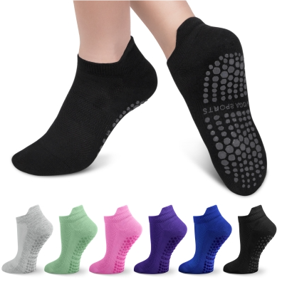 Loritta 6 Pairs Non Slip Pilates Sock for Women Yoga Sock with Grips for Ballet Workout Hospital