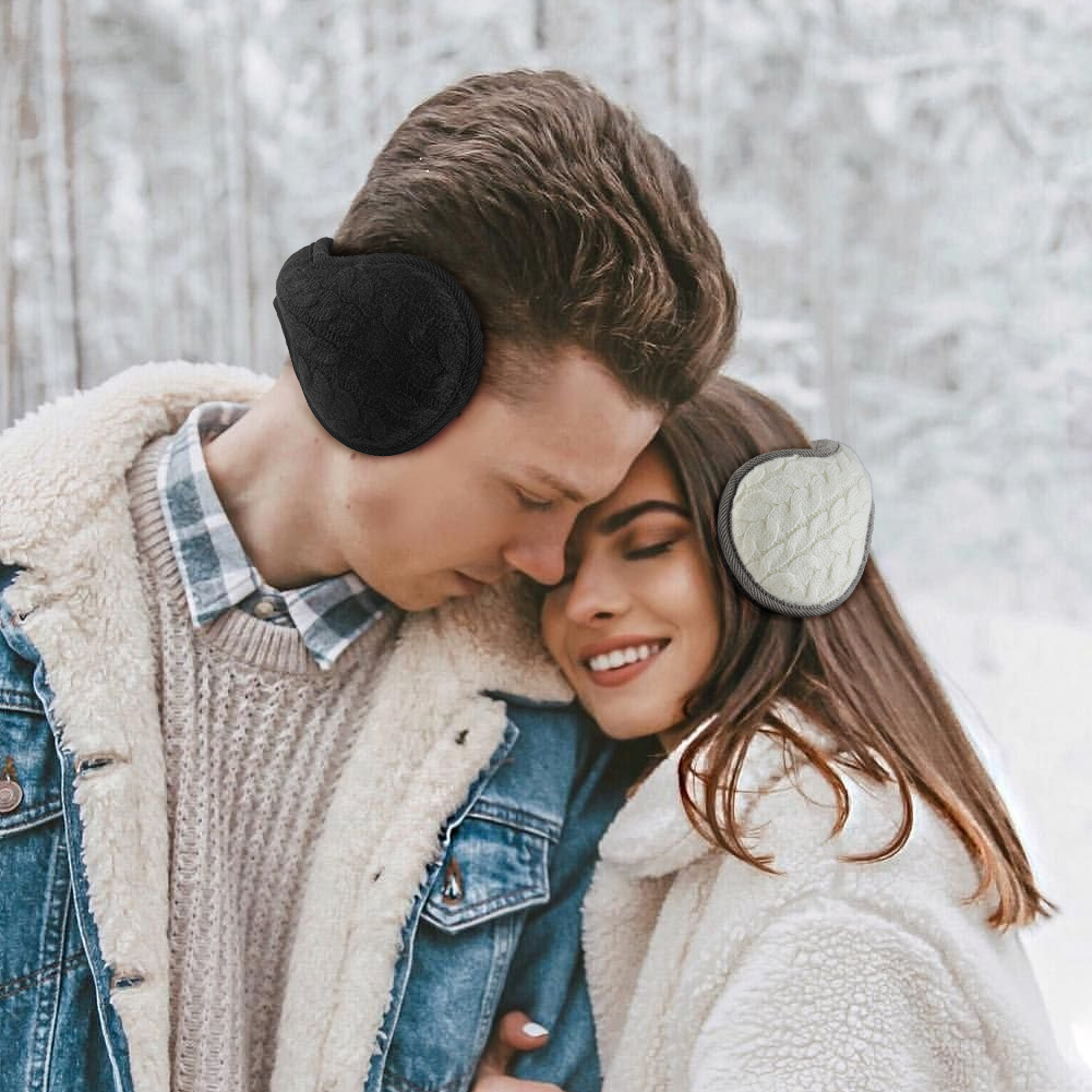 Loritta 2 Pack Black and Gray Earmuffs for Women Men Foldable Lightweight Ear Muffs for Winter
