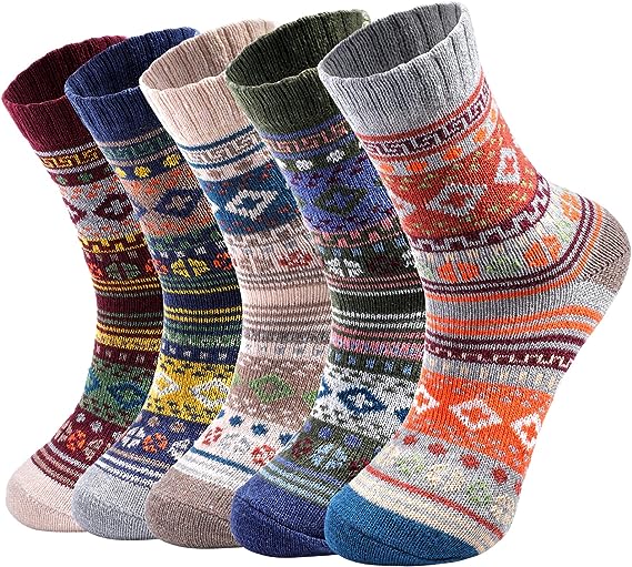 Loritta Womens Wool Socks Thermal Hiking Winter Boot Warm Thick Cozy Crew Comfy Work Socks for Ladies 6 Pairs