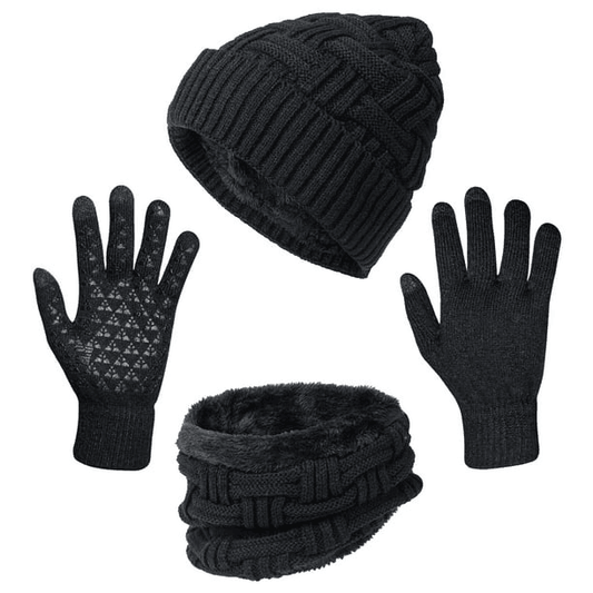 Loritta 3 Pcs Winter Beanie Hat Casual Scarf and Touch Screen Gloves Set for Men Women