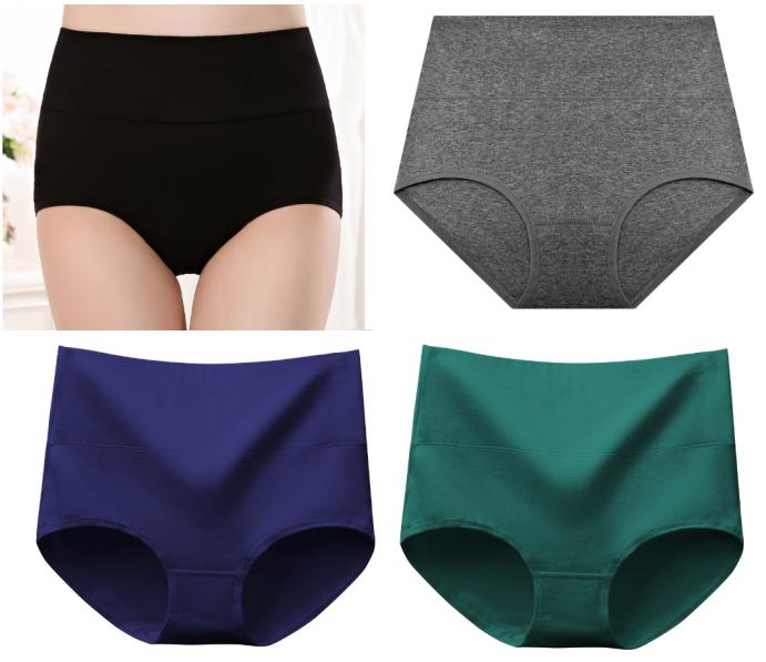 Loritta Women's Plus Size High Waisted Underwear Cotton Panties Full Coverage Briefs, 4 Pack, XL-5XL