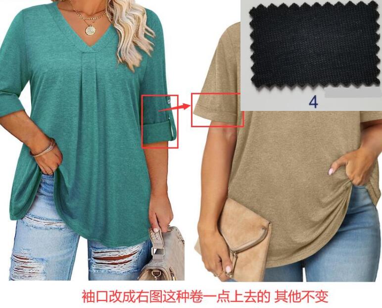 Oryer Women Plus Size Top Short Sleeve Tunic Blouses V Neck Shirts