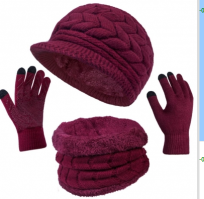 Loritta 3 Pieces Winter Hat Gloves Scarf Set, Knit Warm Beanie Hat Neck Warmer Touch Screen Mittens for Women