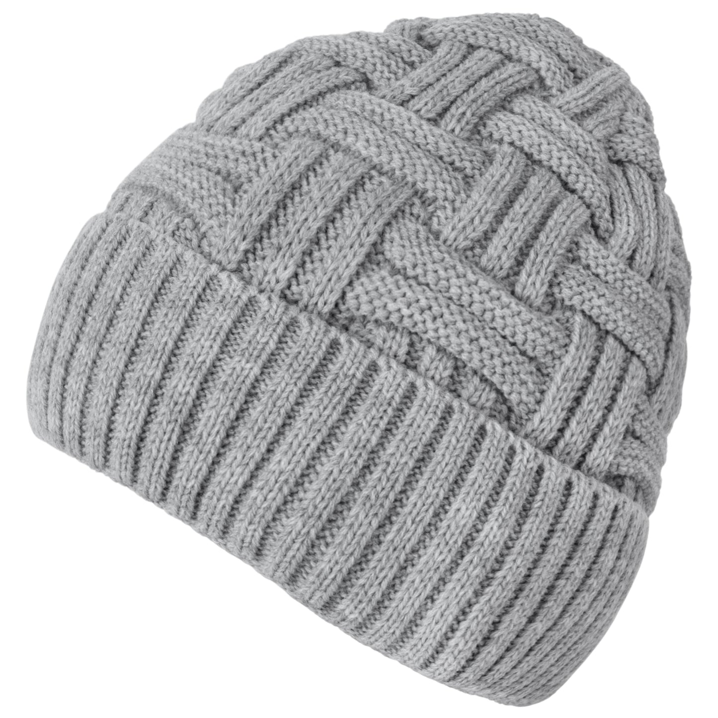 Loritta Winter Hat Warm Knitted Thick Baggy Slouchy Beanie Skull Cap for Men Women Gifts,A-Light Grey With Weave,1 Pack,one size