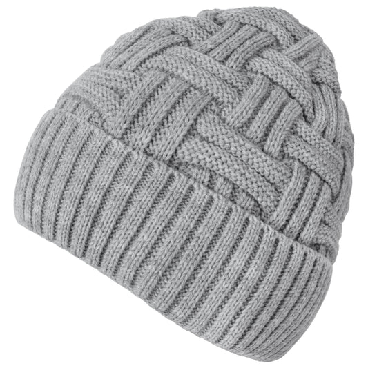 Loritta Winter Hat Warm Knitted Thick Baggy Slouchy Beanie Skull Cap for Men Women Gifts,A-Light Grey With Weave,1 Pack,one size