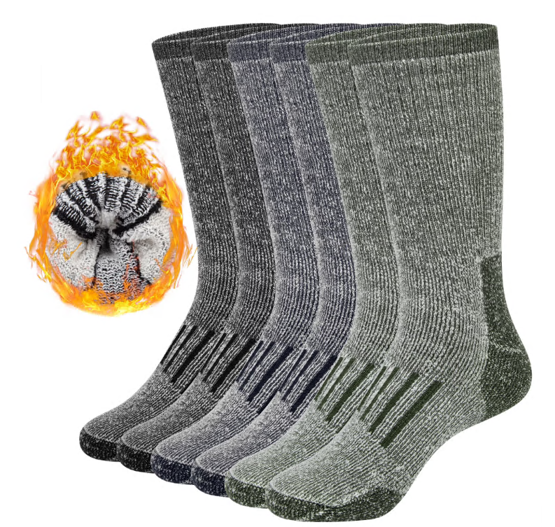 Loritta 3 Pairs 80% Merino Wool Hiking Socks for Men Women Warm Boot Thermal Hiking Cushion Crew Socks Size 9-12