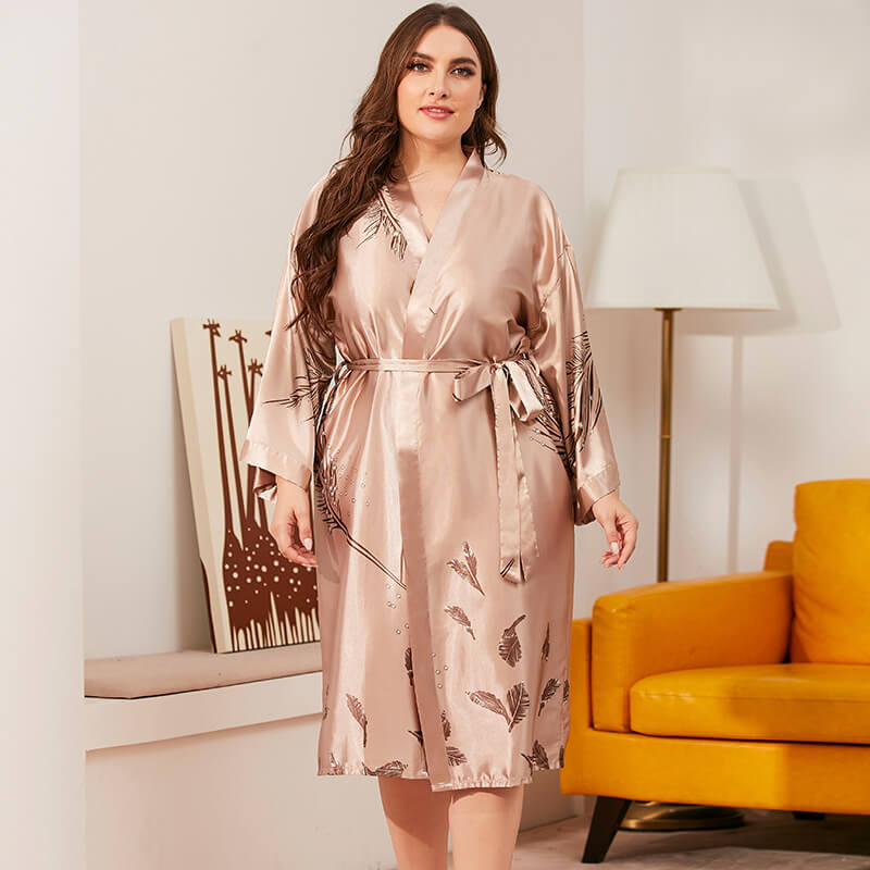 Women Robes Oversize Soft Silk Like Loungewear