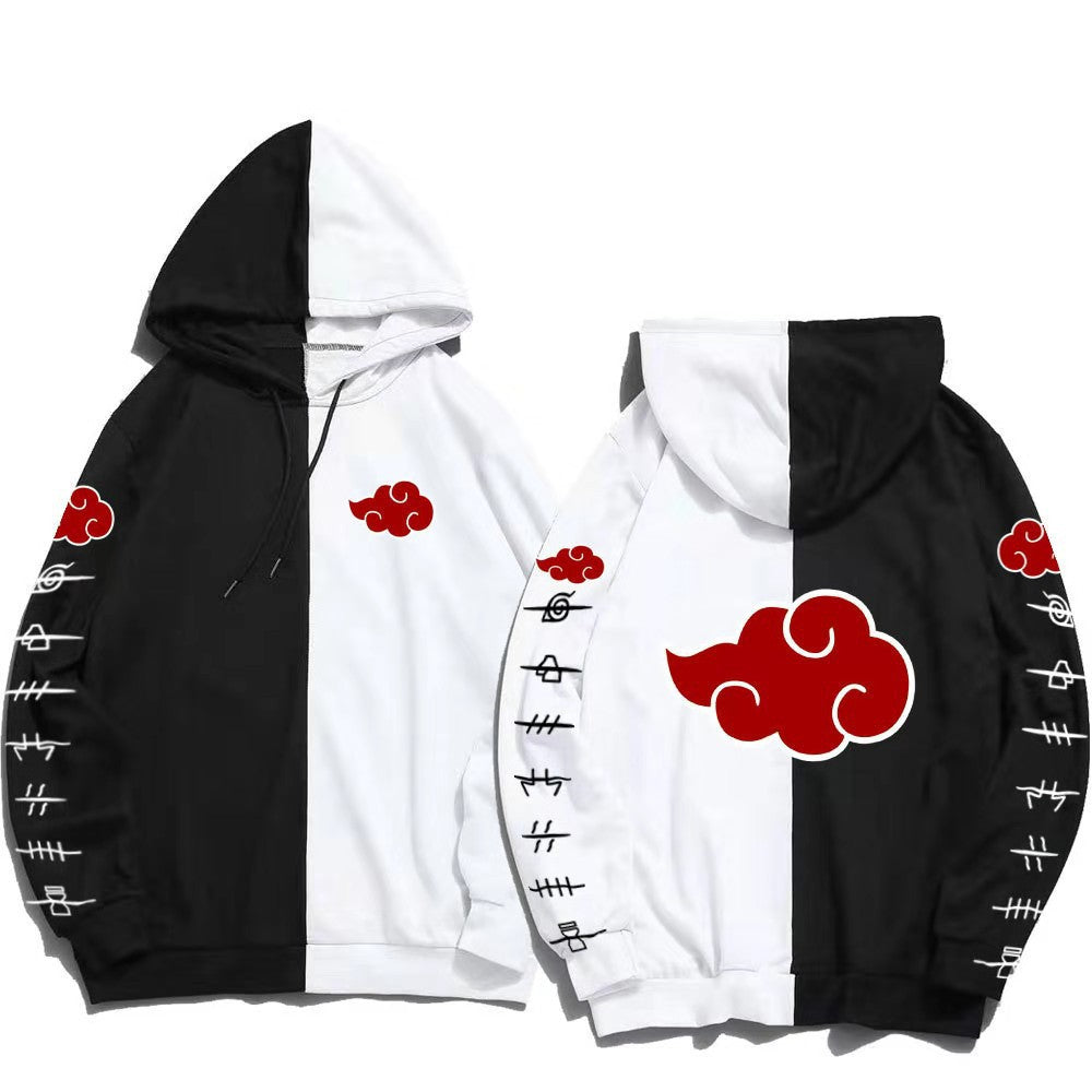 Japan Anime Naruto Itachi Splicing Printed Hoodie Sweatshirt Pullover Casual Hoodies