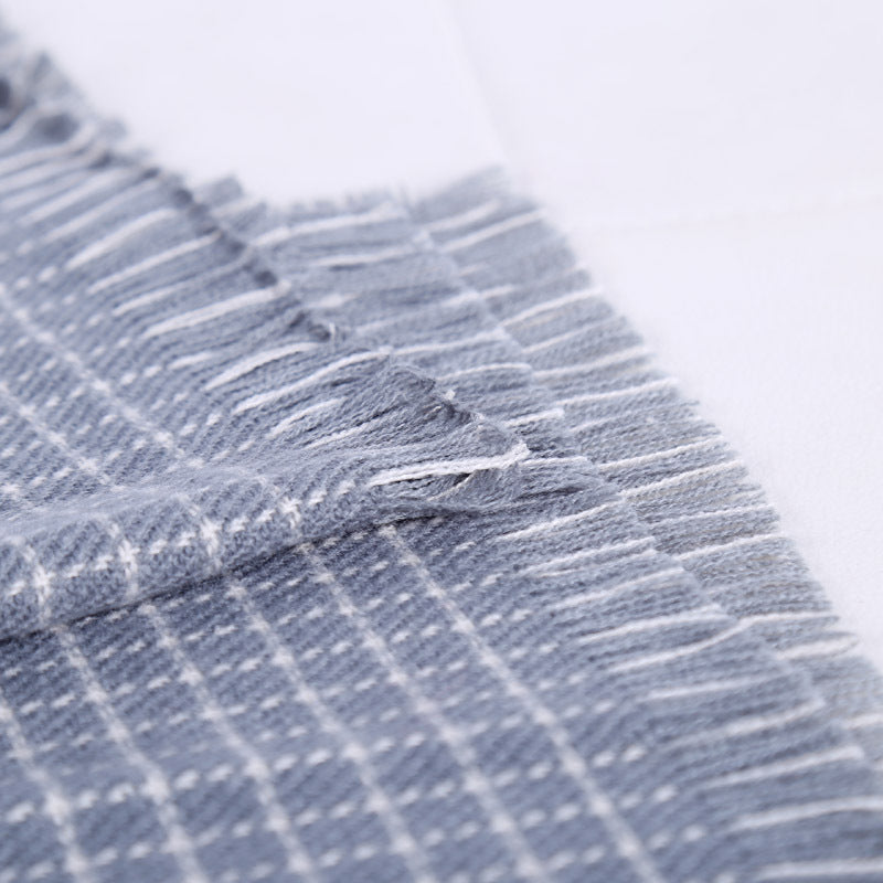 Small fresh cashmere double-sided small checkered long scarf all-match - Loritta