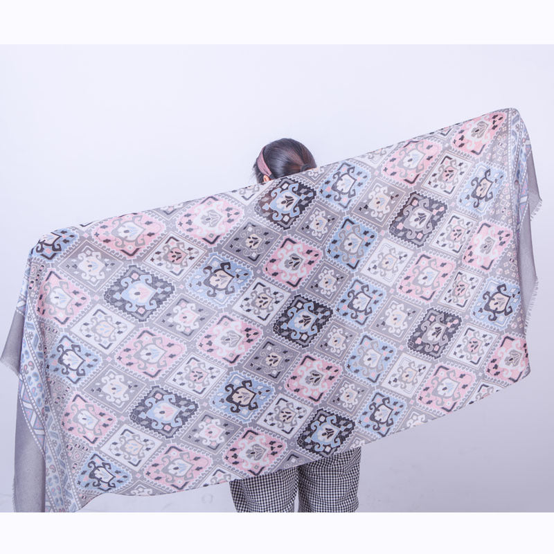 Printed cotton and linen ethnic scarf shawl sunscreen beach towel - Loritta