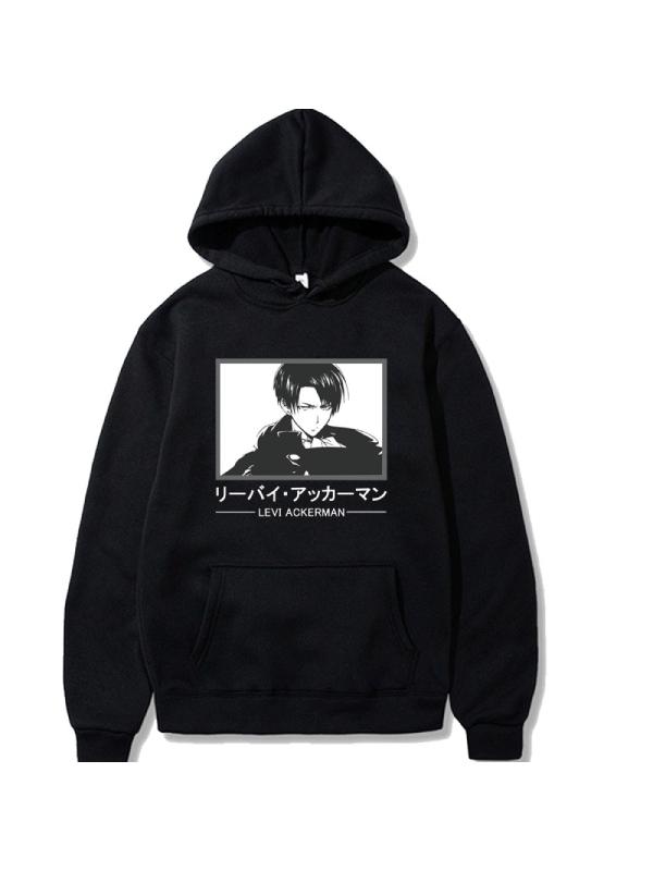 Manga Attack on Titan Black Levi Ackerman Printed Hoodie