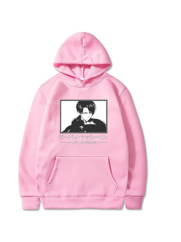 Manga Attack on Titan Pink Levi Ackerman Printed Hoodie