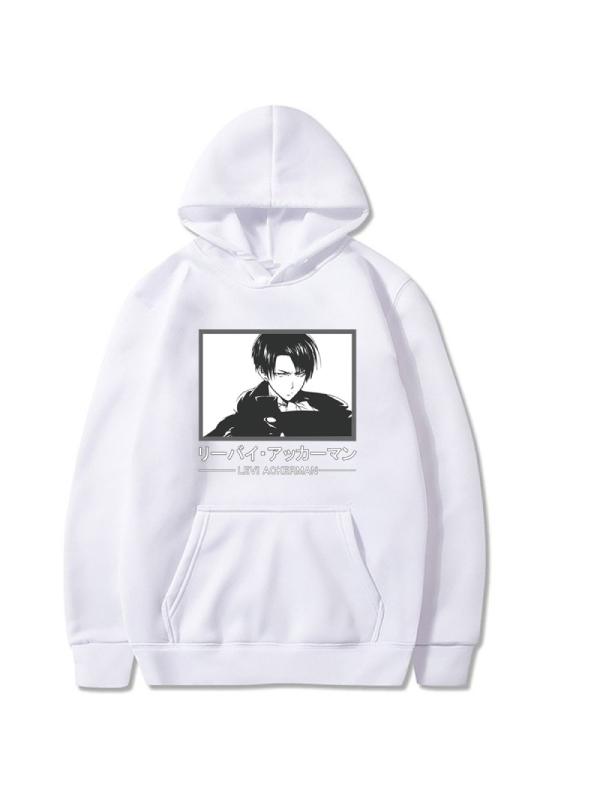 Manga Attack on Titan White Levi Ackerman Printed Hoodie