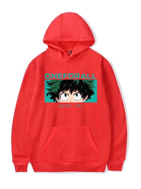 Manga My Hero Academia Red Deku Printed Hoodie