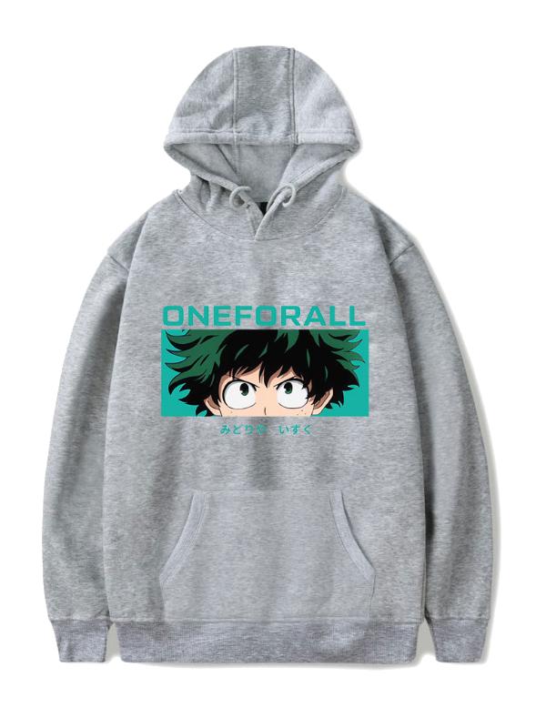 Manga My Hero Academia Grey Deku Printed Hoodie