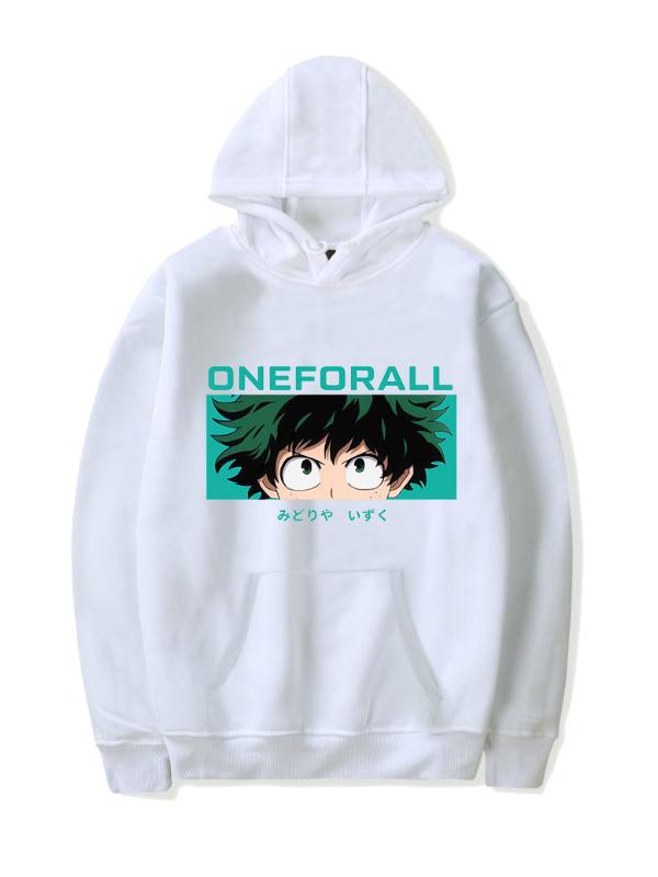 Manga My Hero Academia White Deku Printed Hoodie