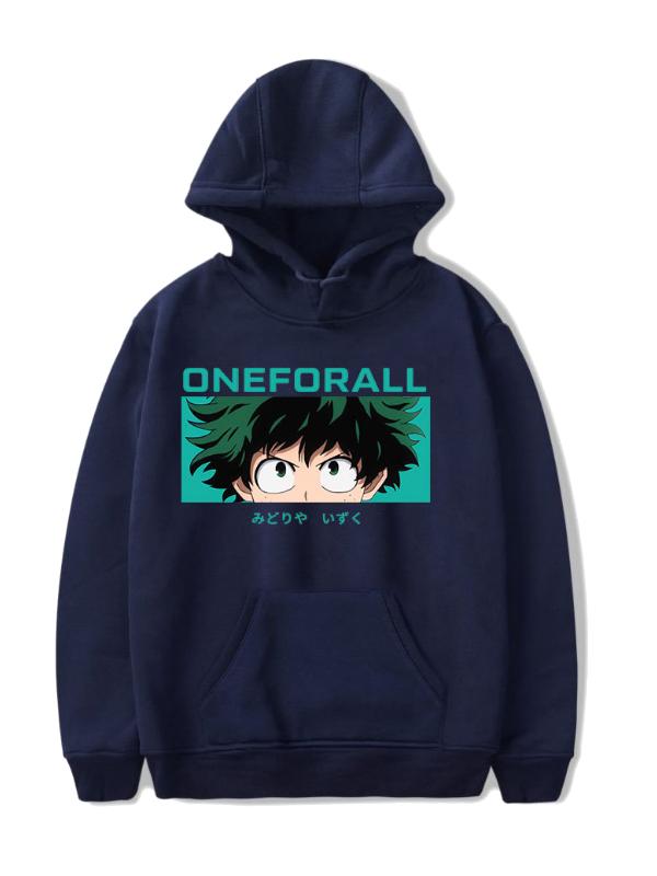 Manga My Hero Academia Navy Deku Printed Hoodie