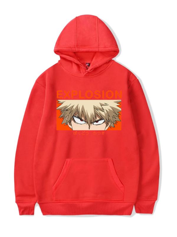 Manga My Hero Academia Red Katsuki Bakugo Printed Hoodie