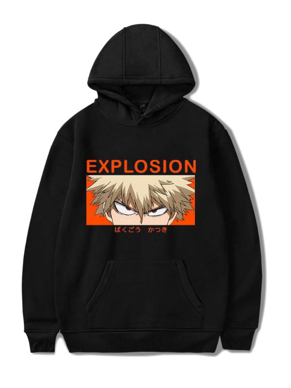 Manga My Hero Academia Black Katsuki Bakugo Printed Hoodie
