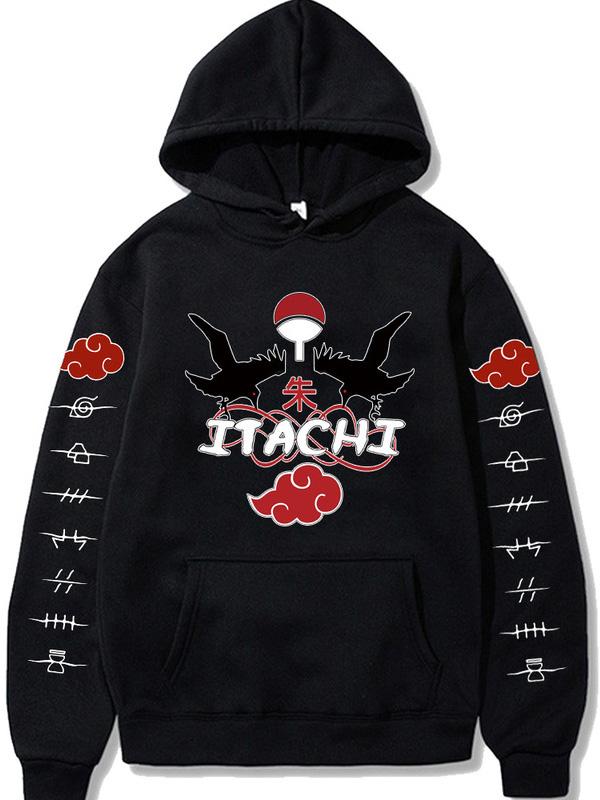 Anime Naruto Uchiha Itachi Printed Hoodie Long Sleeves Pullover