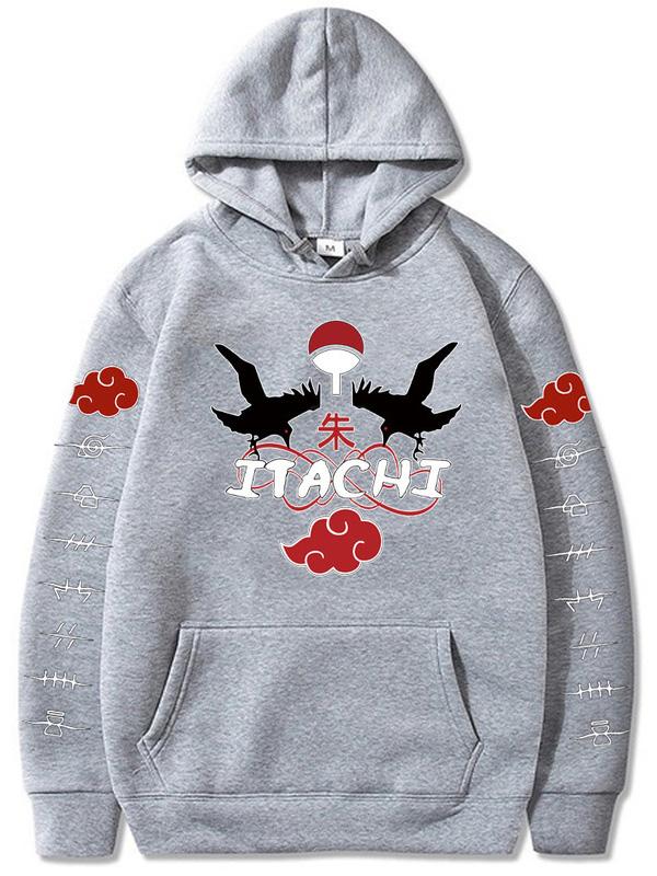 Anime Naruto Uchiha Itachi Printed Hoodie Long Sleeves Pullover