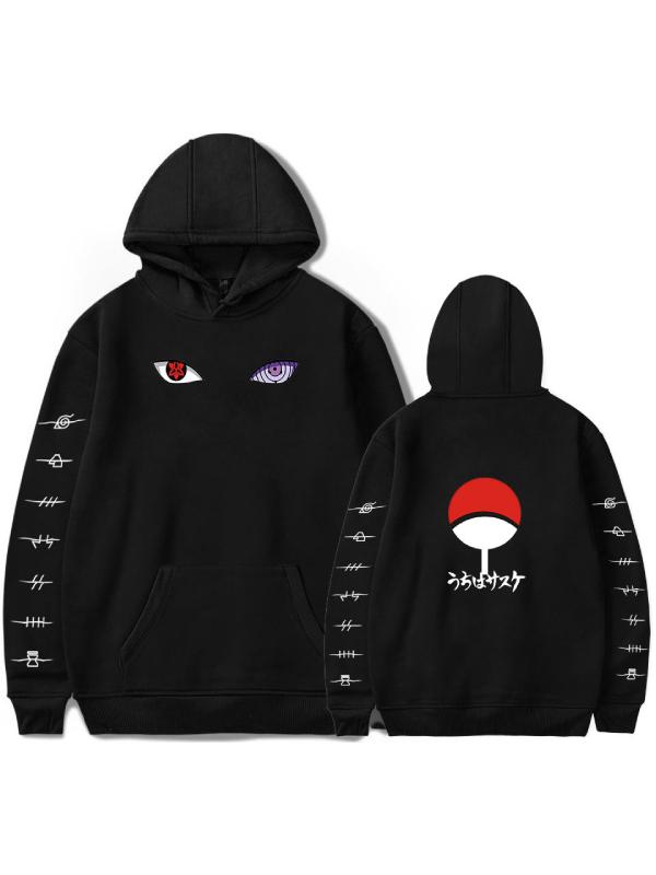 Naruto Uchiha Clan Symbol Printed Men's Hoodie Pullovers Sweatshirts Long Sleeved Hooded Women's