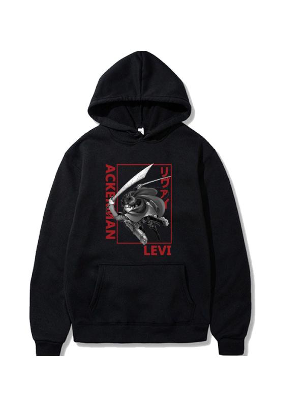 Attack on Titan Levi Ackerman Printed Anime Hoodies Unisex Casual Sportshirts
