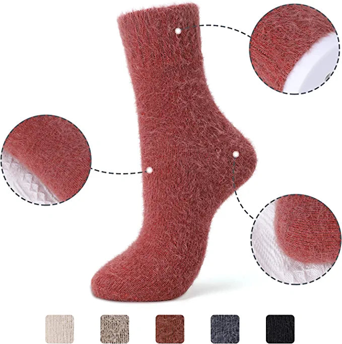 Loritta 5 Pairs Thick Wool Socks for Women Winter Warm Soft Socks