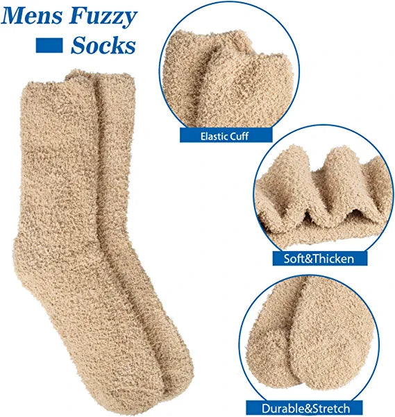 Loritta 6 Pairs Men Fuzyy Socks Warm Soft Fluffy Winter Slippers Socks