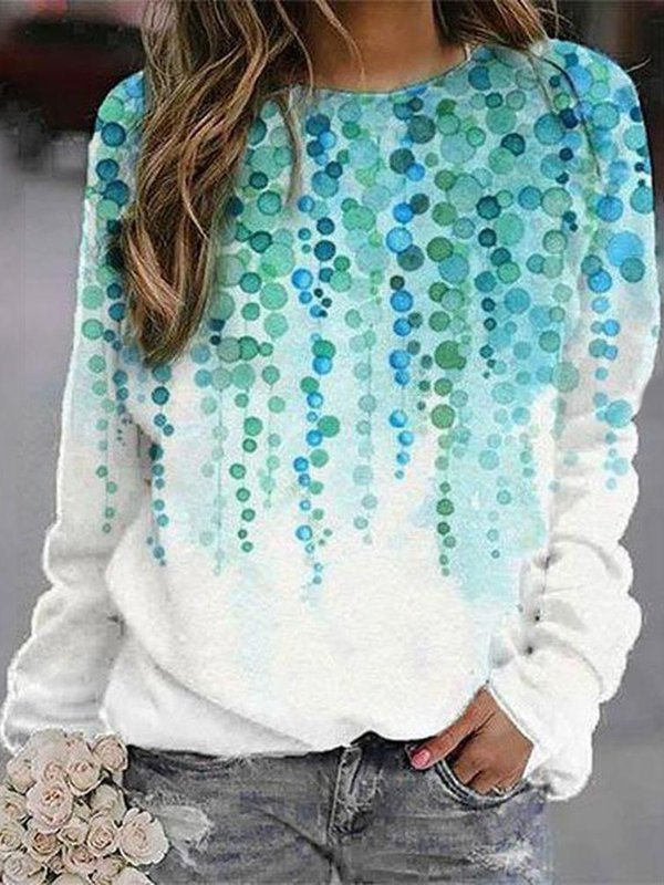 Basic Long Sleeve Dye Printed Sweatshirt-Tops-Sweatshirts