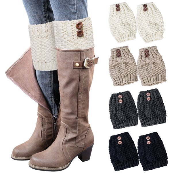 Loritta 4 Pairs Women Boot Cuffs Short Socks Knit Toppers Leg Warmers Gifts